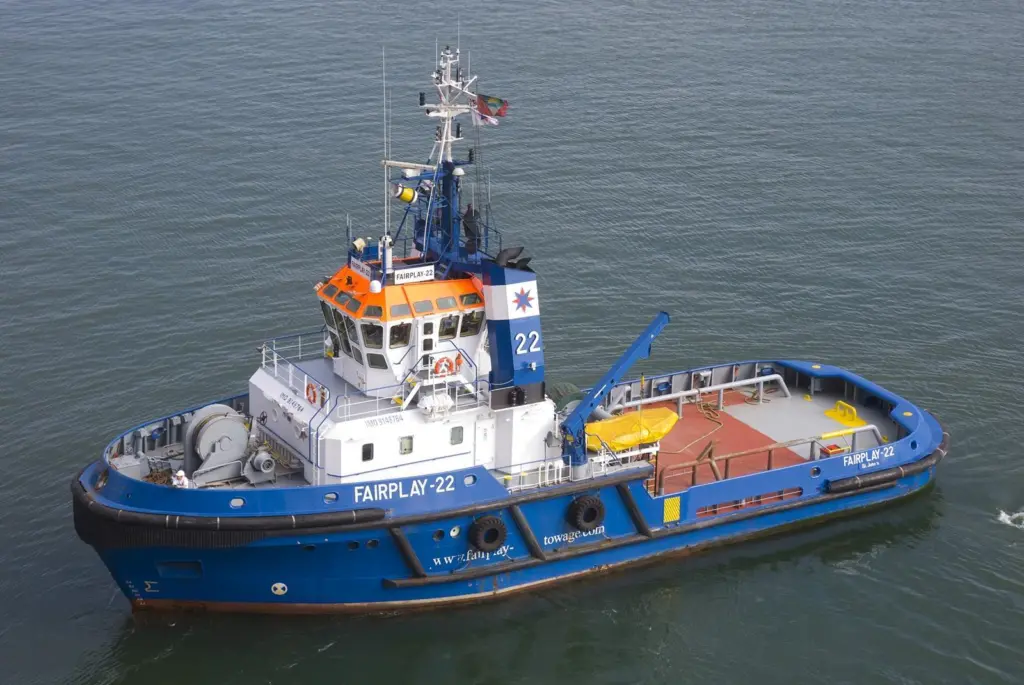 Fairplay-22 capsized while going to the assistance of a ferry in bad weather conditions.