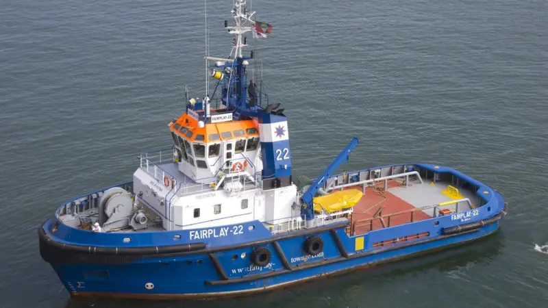 Fairplay-22 capsized while going to the assistance of a ferry in bad weather conditions.