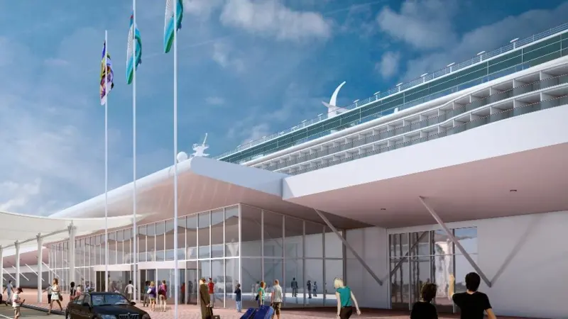 An artist’s impression of Southampton’s fifth cruise terminal.