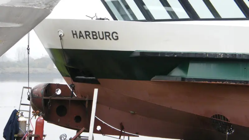The bulbous bow on 'Harburg' consists of 51 individual parts.