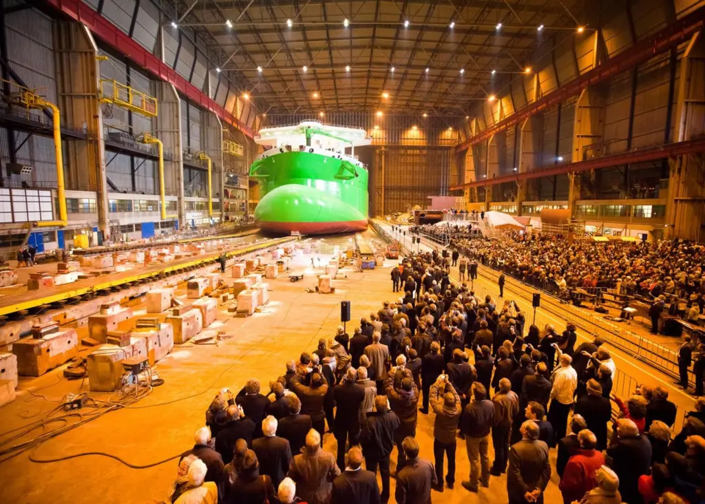 The launch of a jumbo trailer suction hopper dredger is a major event in the Netherlands.