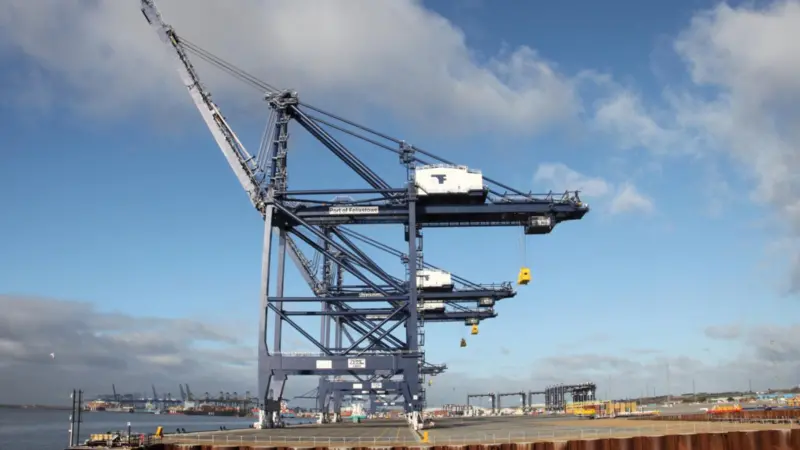 The south end of the new quay awaiting the first consignment of containers. Photo: Graeme Ewens