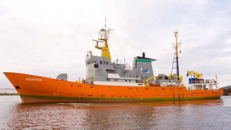 MV Aquarius, GEM Group’s latest 77m hydrographic vessel, which the Belgian company says can accommodate 13 crew and up to 44 survey personnel