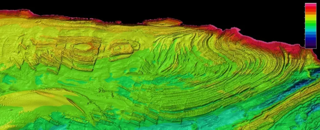 A section of a Seazone TruDepth Grid showing the Dorset coast from Lulworth Banks to Saint Alban's Ledge. © SeaZone Solutions Limited, © British Crown Copyright