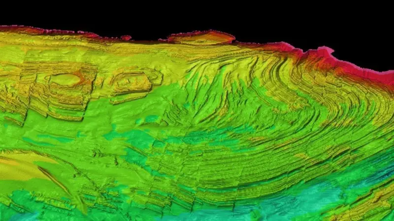 A section of a Seazone TruDepth Grid showing the Dorset coast from Lulworth Banks to Saint Alban's Ledge. © SeaZone Solutions Limited, © British Crown Copyright