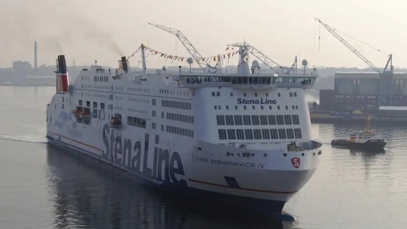 Stena Scandinavica arrives at Kiel’s Schwedenkai Terminal on Wednesday.