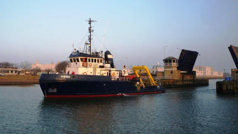 Gardline Geosurvey’s MV Ivero which has recently been mobilised in Lowestoft in readiness for geophysical surveys for a wind farm development offshore of Germany.