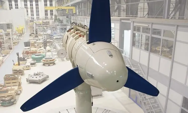 A tidal turbine at the Voith Hydro factory.