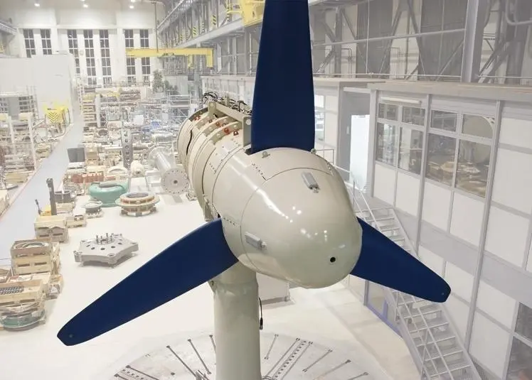 A tidal turbine at the Voith Hydro factory.