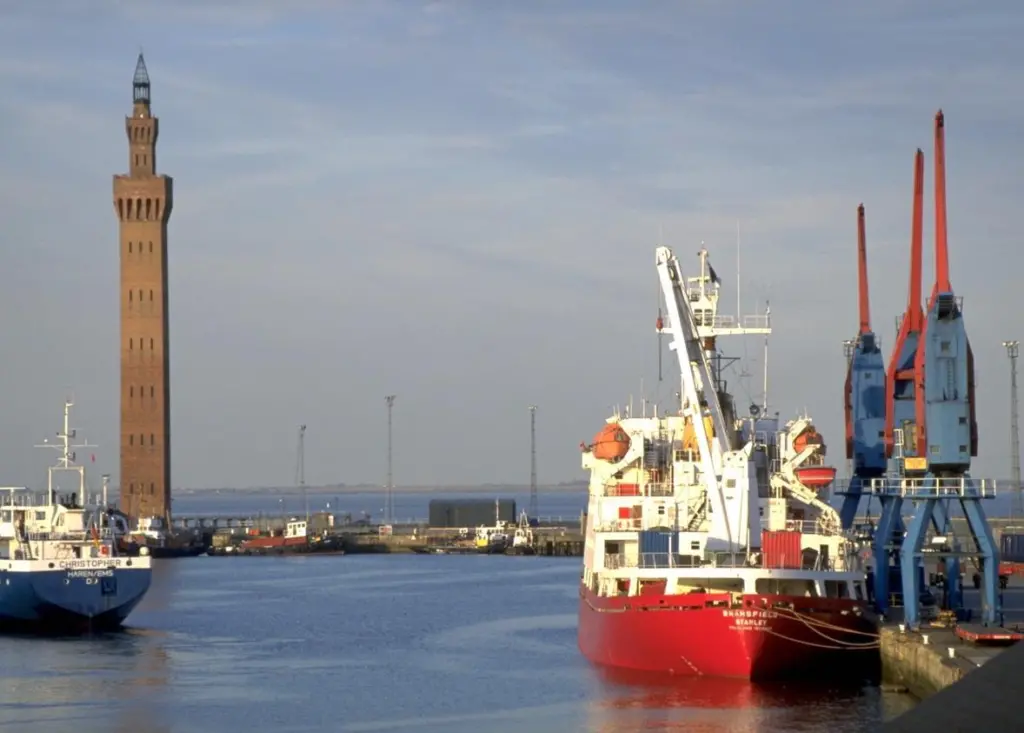 Grimsby docks and the dock tower. A wind farm operation and maintenance base will be added to the area this year.