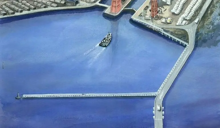 An artist’s impression of the Ro-Ro project to be constructed at Grimsby.