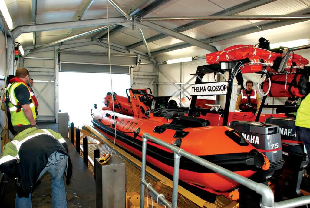 An interior view of one of the RNLI’s two new floating boathouses.