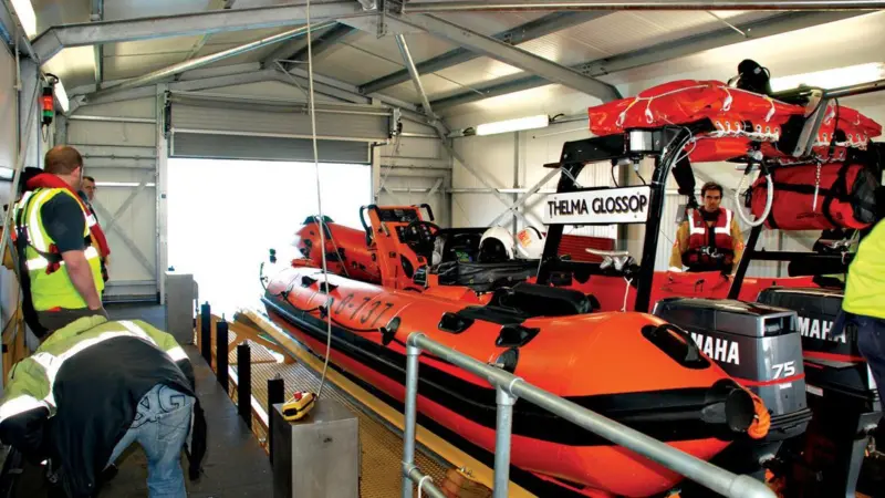 An interior view of one of the RNLI’s two new floating boathouses.