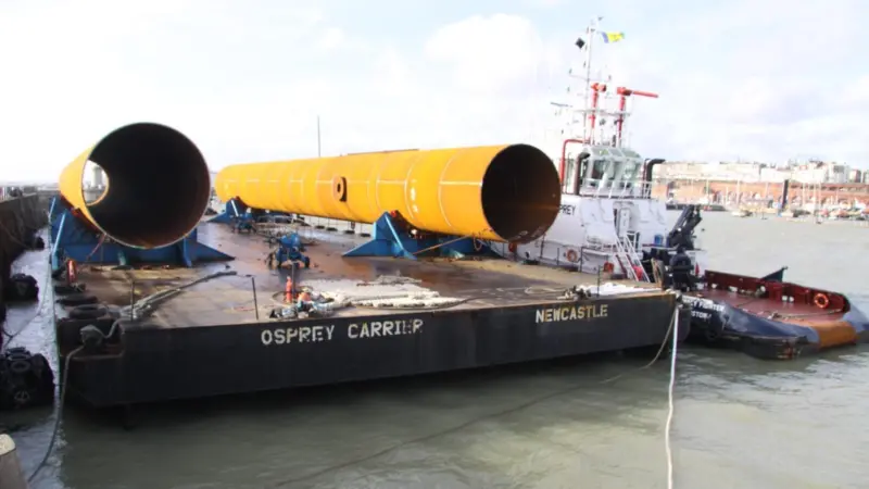 Concrete foundations may replace steel monopiles as offshore wind farms move into deeper waters. Photo by Peter Barker