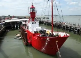LV18 is seen at its new moorings in Harwich.