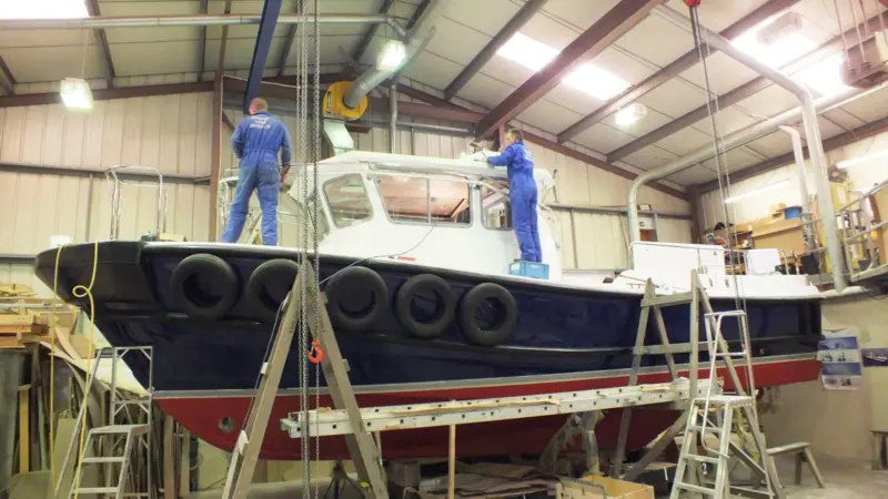 The first of class vessel, seen nearing completion at Goodchild Marine, will be on the pontoon at Seawork 2011.
