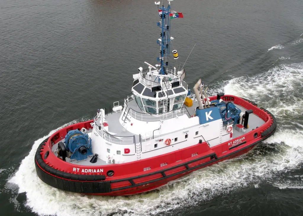 RT Adriaan, one of the latest generation of 80 ton bollard pull Rotor Tugs, will become the first European ‘Hybrid’ shiphandling EKOTUG. (photo courtesy H Hoffmann)