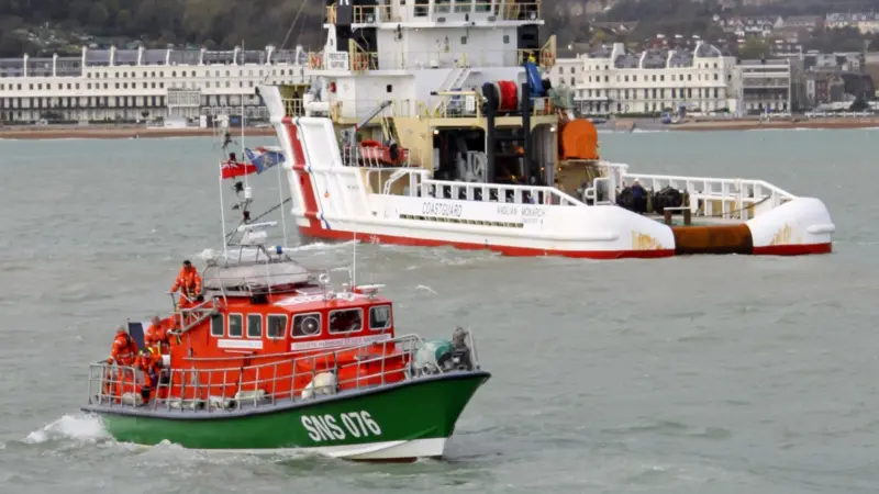 The ETV Anglian Monarch is shown operating with a French lifeboat and fire and rescue service RIB during a joint Anglo-French Manchex exercise. (Photo courtesy of Peter Barker)