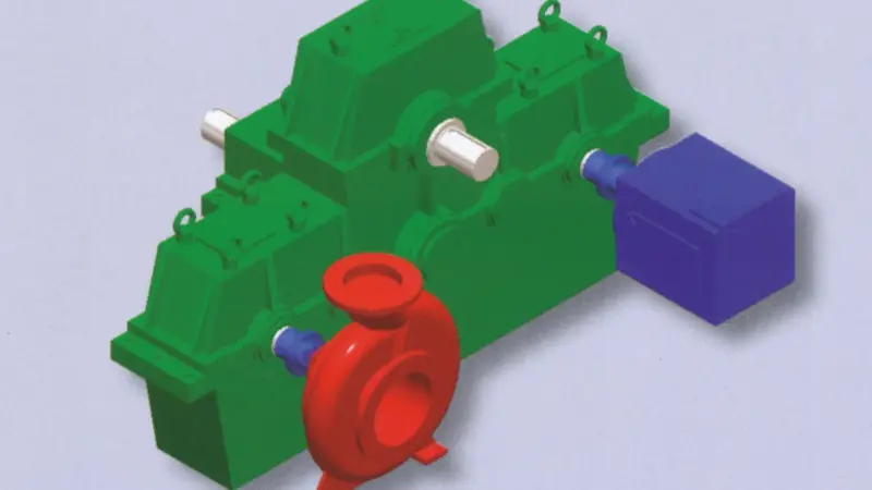 The new gearbox has one input shaft and up to three output options.