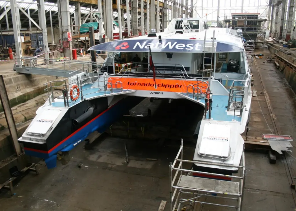 One of the Clipper vessels is seen in Turks Boatyard for maintenance.