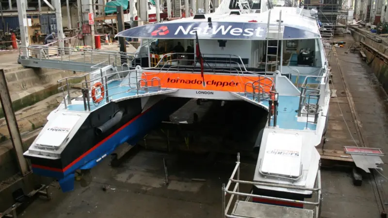 One of the Clipper vessels is seen in Turks Boatyard for maintenance.