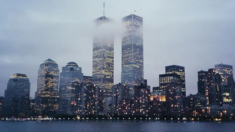 The Lower Manhattan skyline seen from New Jersey pre-9/11.