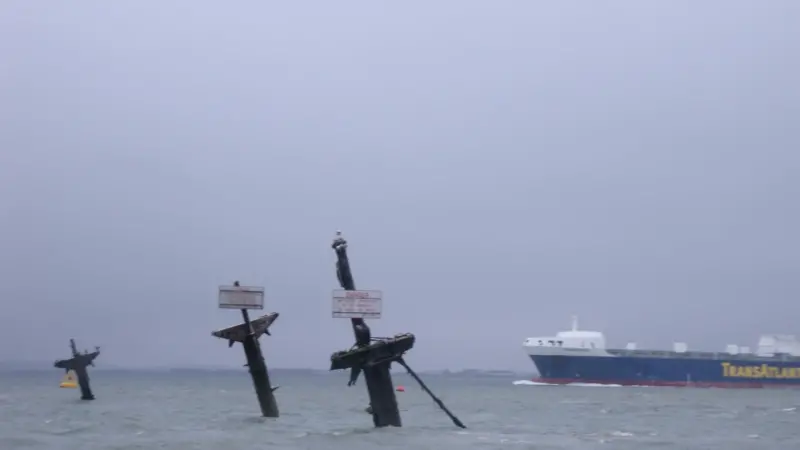 The Liberty Ship SS Richard Montgomery, loaded with munitions, lies only a quarter of a mile from the main channel into the River Medway.