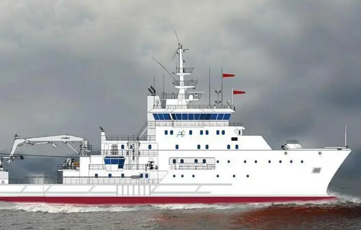 An artist’s impression of Sindu Sadhana, the new 80m research vessel under construction for India’s National Institute of Oceanography.