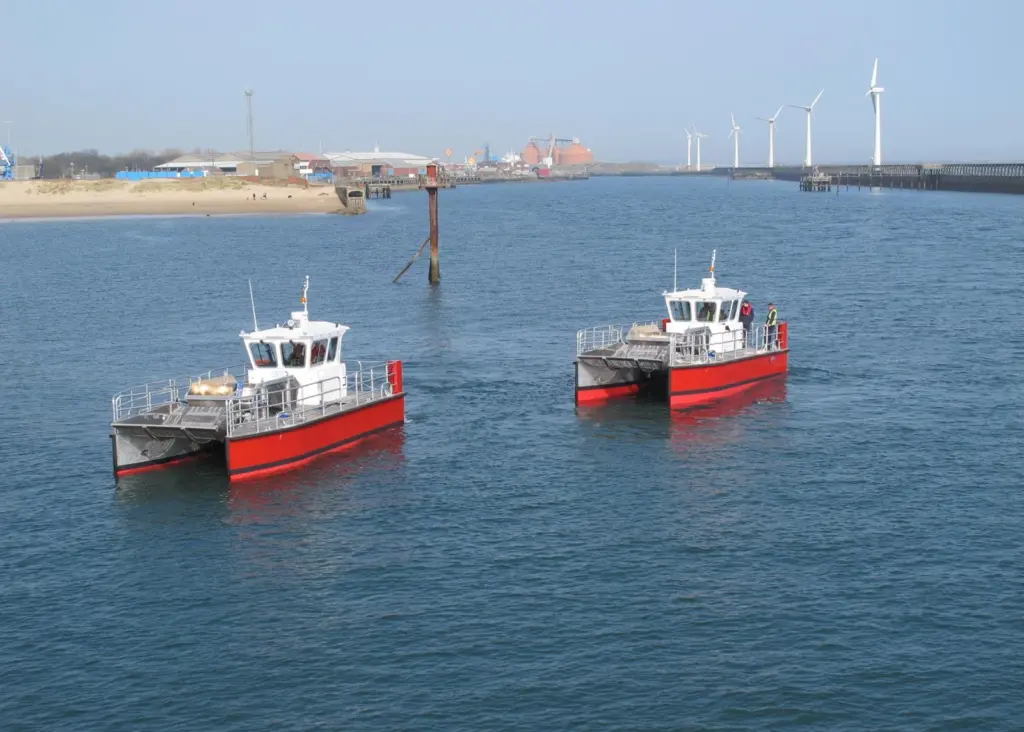 The two new Alnmaritec Wave Skimmer class boats undergoing trials at Blyth before their delivery.