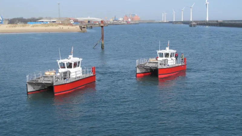 The two new Alnmaritec Wave Skimmer class boats undergoing trials at Blyth before their delivery.