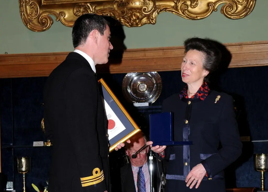 Lieutenant Commander Graham Chesterman collects the Edward and Maisie Lewis Award from HRH The Princess Royal at Fishmongers’ Hall in London earlier this month.