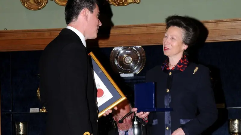 Lieutenant Commander Graham Chesterman collects the Edward and Maisie Lewis Award from HRH The Princess Royal at Fishmongers’ Hall in London earlier this month.