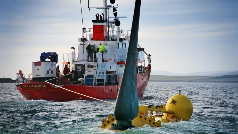 The turbine unit is semi-buoyant and can be easily towed to and from the point of operation, minimising installation and maintenance costs by avoiding the need for specialist vessels.
