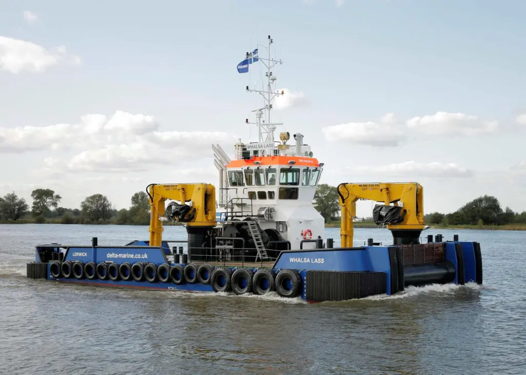 Delta Marine’s new Damen Multicat 2611 workboat Whalsa Lass. Photo: Delta Marine Ltd.