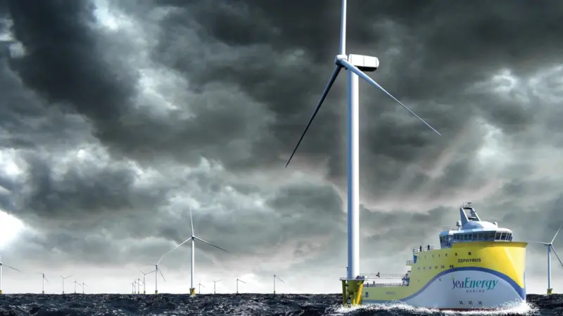 Sea Energy’s design will be based on Ulstein’s PX105 hull and an Ampelmann access system. Image: Sea Energy