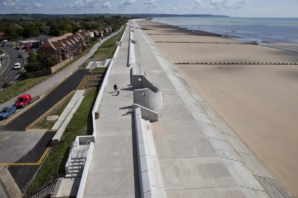 A vision of the completed High Knocke to Dynchurch Frontage A Sea Defences in Kent UK.