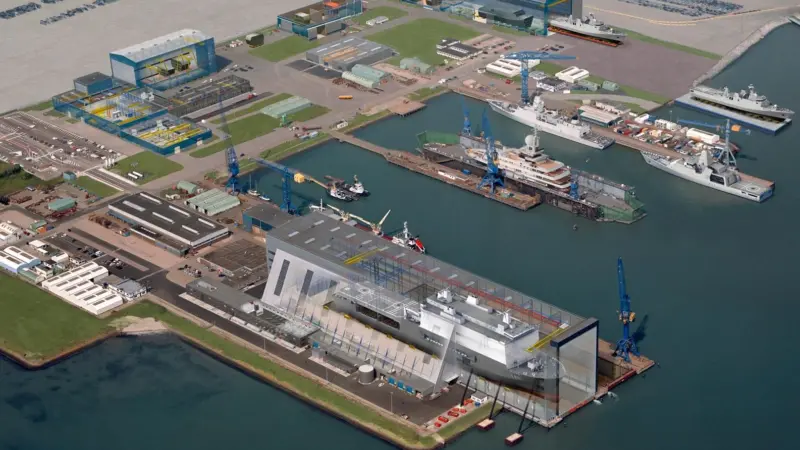 The decommissioned drilling rig  GSF Labrador was recently converted into a hotel accommodation platform at Damen’s Scheldepoort Repair & Conversion Yard in Vlissingen.