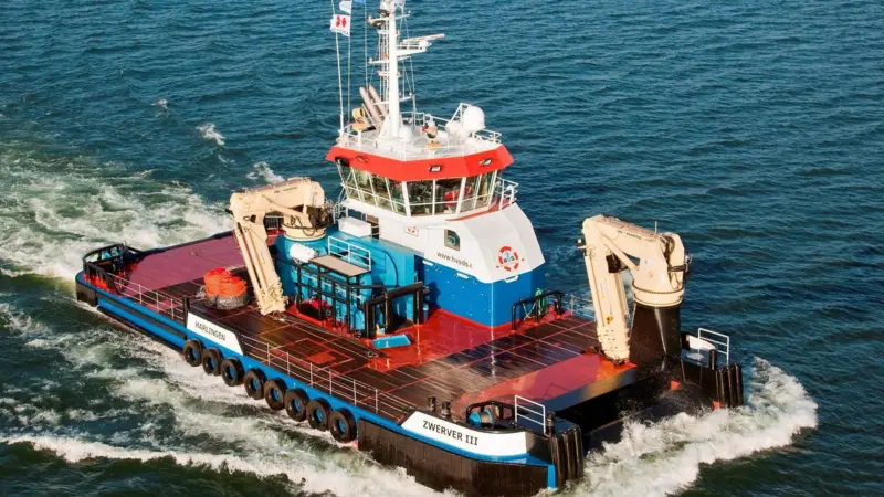 Zwerver III has been developed to provide a wide range of services to the marine construction and renewables market. (Photo courtesy Flying Focus – HvS)