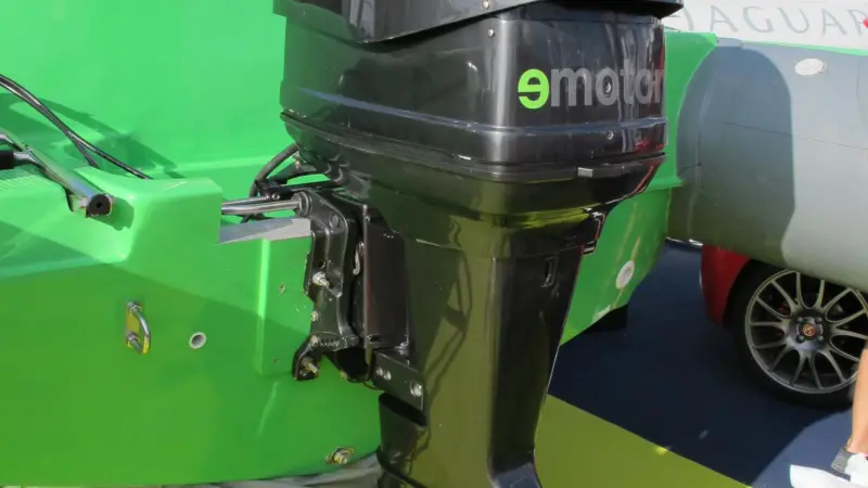 The first units are packaged to look like a conventional outboard and indeed the bottom end of the unit comes from a petrol outboard.