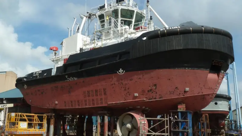 The RT Tango is seen prior to leaving Singapore for Europe as the Smit Emoe. Photo courtesy of Piet Sinke.