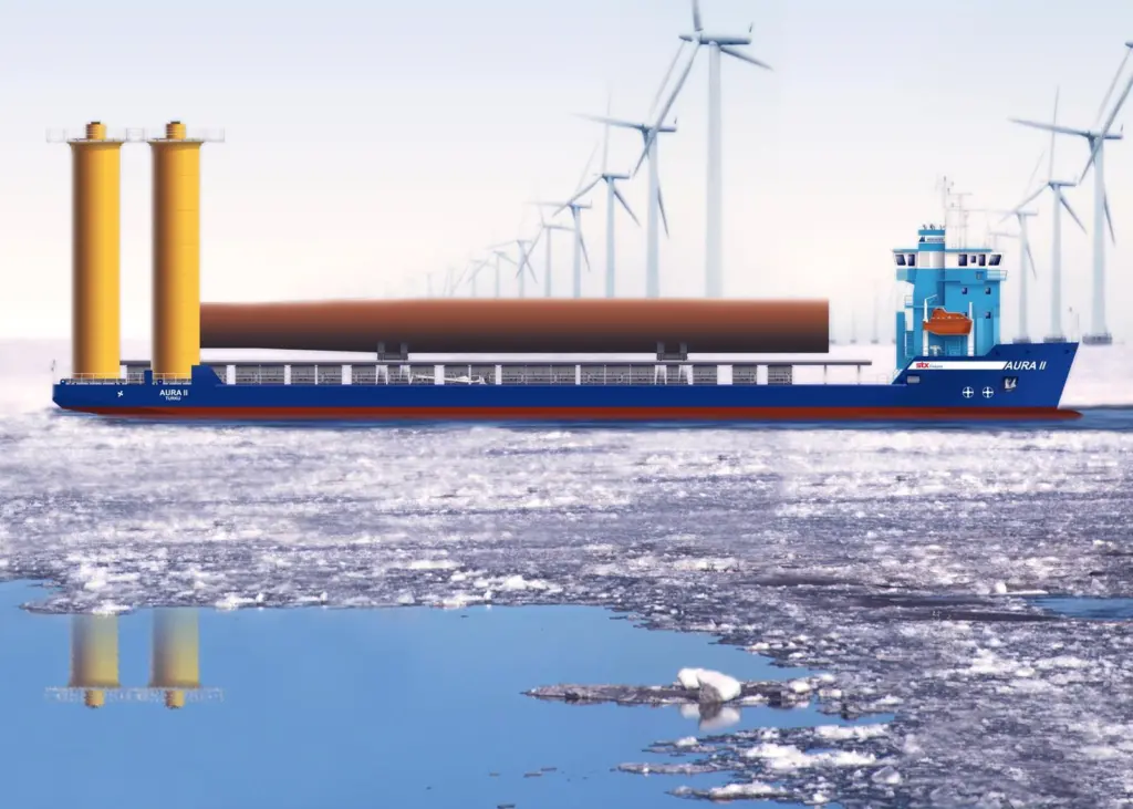 Meriaura’s new vessel will be double acting, operating stern first in ice. Photo: Meriaura Ltd