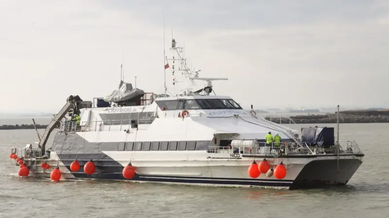 Converted fjord ferry Nico makes up part of CT Offshore's cable installation and repair vessel fleet (Photo: Peter Barker)