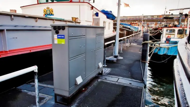 One of the 22 harbour enclosures installed in the Maashaven area of the Port of Rotterdam.