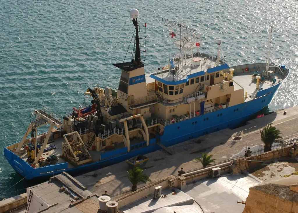 MMT survey vessel Franklin is seen during mobilisation in Valetta, Malta.