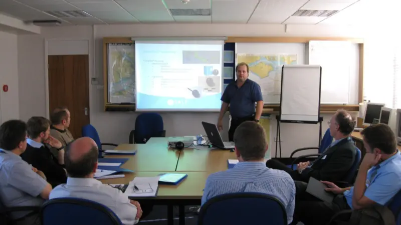 SALT’s CTO, Carl Tiltman, is seen describing SonarBell to the invited audience at ABP Southampton.
