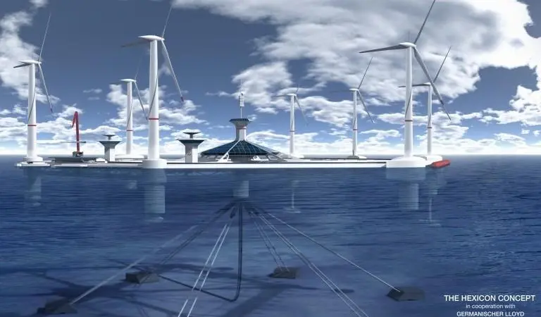 Hexicon’s platform is moored to the seabed and swivels around a centre axis.