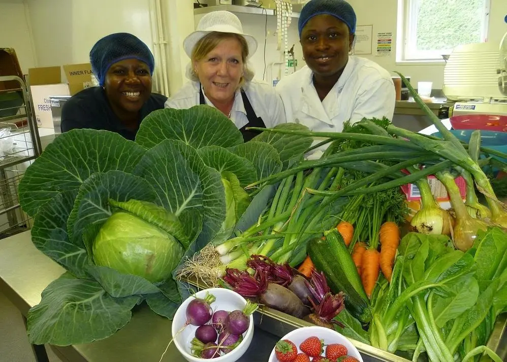 The Royal Alfred Seafarers’ Society’s catering team; from left, kitchen assistant Hilda Hagan, catering manager Jenny O’Neil and cook Nanna Dapaah.