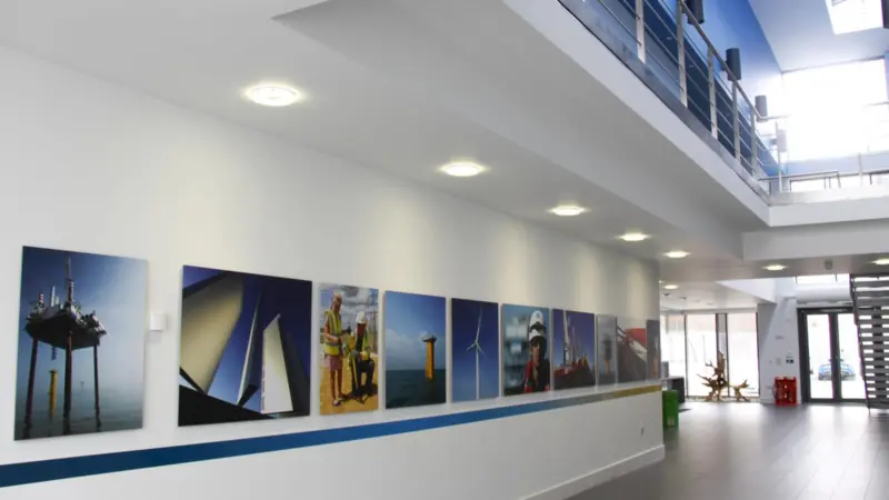 The theme of offshore wind is in evidence inside the new O&M base in Ramsgate. Photo: Peter Barker