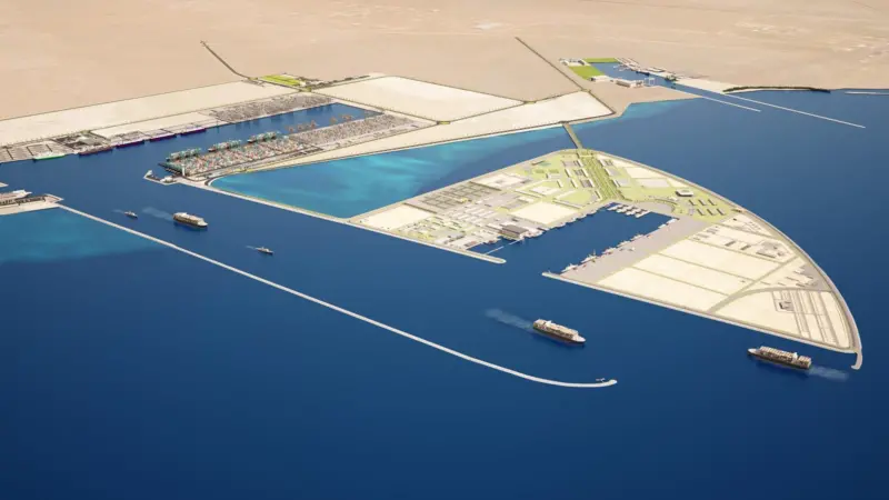 An artist's impression of the naval base at the New Port Project.