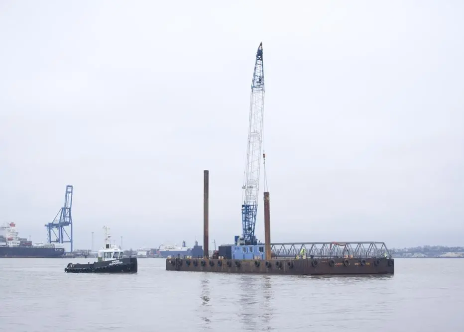 The linkspan is seen heading towards Gravesend